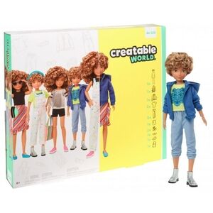 Customizable Doll with Blonde Curly Hair, 6 Pieces Doll